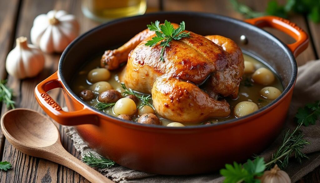 découvrez une recette facile et savoureuse de pintade en cocotte à la crème, idéale pour un repas gourmand et réconfortant.